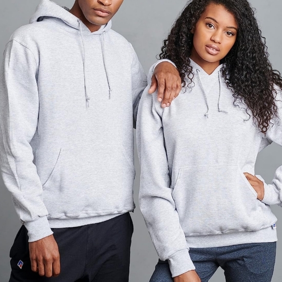 🍀Unisex White Dri-Power Fleece Hoodies Cotton Blend Relaxed Fit - Picture 1 of 5